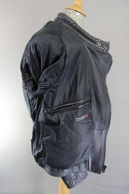 JT'S THINSULATE 3M 'THERMAL INSULATION' LINED BLACK LEATHER BIKER JACKET 40-42IN