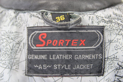 LADIES CLASSIC SPORTEX A5 BLACK LEATHER BIKER JACKET: SIZE 10/32-34 INCHES