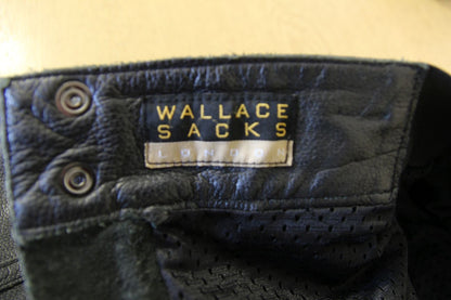 WALLACE SACKS LONDON LEATHER BIKER TROUSERS: WAIST 34-36 INCH/INSIDE LEG 32 INCH