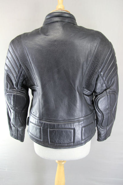SKINTAN LADIES CLASSIC BLACK COWHIDE LEATHER BIKER JACKET 34-36 INCH