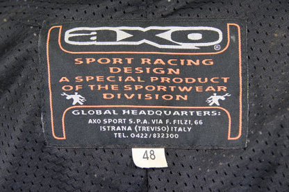 AXO SILVER, BLACK & BLUE LEATHER BIKER JACKET WITH SHOULDER & ELBOW ARMOUR 36 IN
