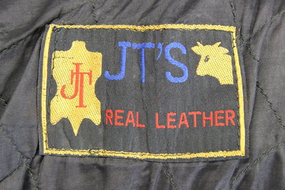 JT'S CLASSIC BLACK COWHIDE LEATHER BIKER JACKET 42-44 INCH CHEST