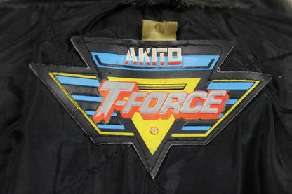 CLASSIC AKITO T-FORCE BLACK LEATHER BIKER JACKET: SIZE 10/32-34 INCH CHEST