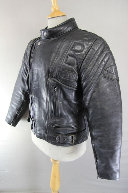 AKITO MERCURY PLUS CLASSIC BLACK LEATHER BIKER JACKET 38-40 INCH CHEST