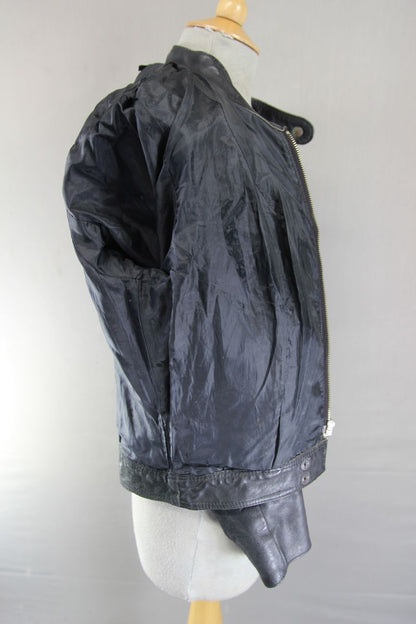 VINTAGE WALDEN MILLER AUSTRALIAN MADE LADIES BLACK LEATHER BIKER JACKET: SIZE 12