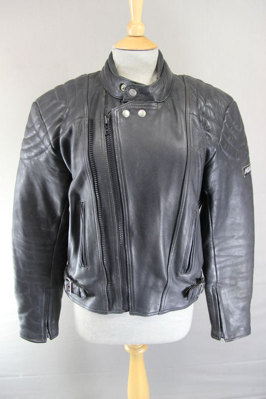 ASHMAN CLASSIC BLACK COWHIDE LEATHER BIKER JACKET 38-40 INCH CHEST