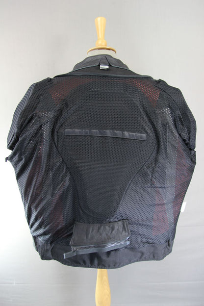 TEXPEED BLACK, RED & WHITE LEATHER BIKER JACKET WITH CE ARMOUR 44-46 IN/X LARGE