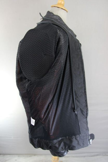 TEXPEED BLACK, RED & WHITE LEATHER BIKER JACKET WITH CE ARMOUR 44-46 IN/X LARGE
