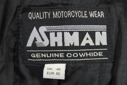 ASHMAN CLASSIC BLACK COWHIDE LEATHER BIKER JACKET 38-40 INCH CHEST
