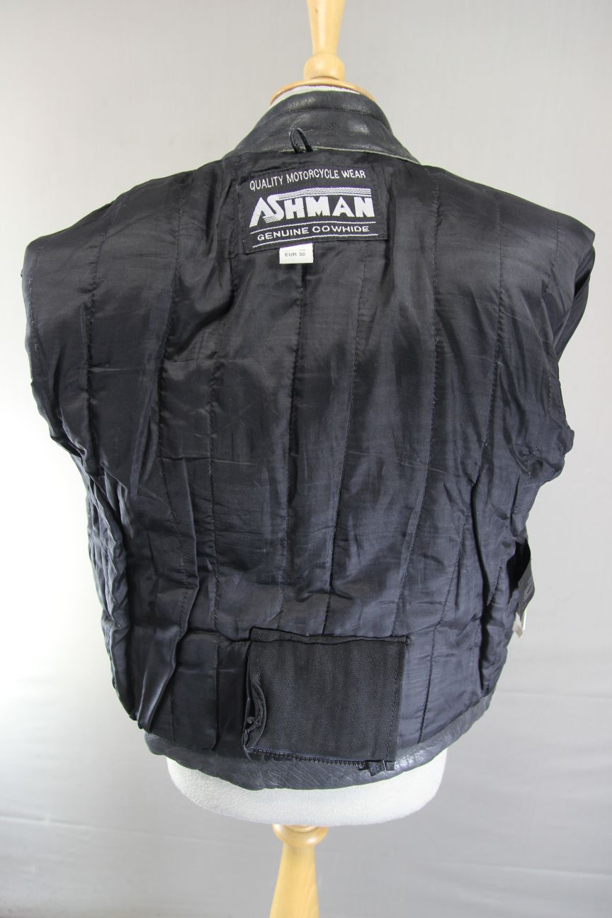 ASHMAN CLASSIC BLACK COWHIDE LEATHER BIKER JACKET 38-40 INCH CHEST