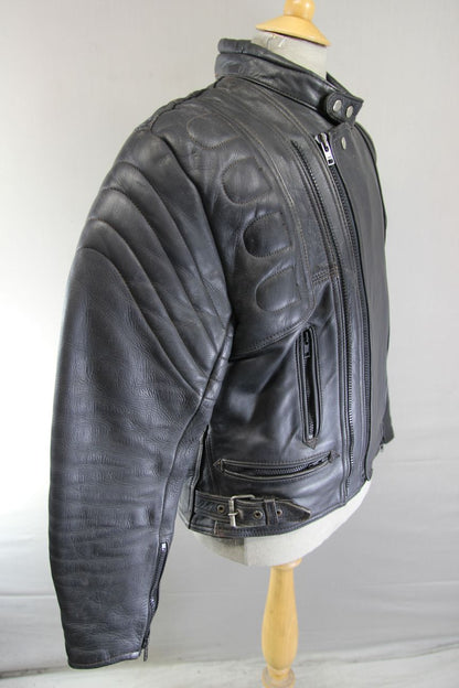 AKITO MERCURY PLUS CLASSIC BLACK LEATHER BIKER JACKET WITH BACK PROTECTOR 38-40"
