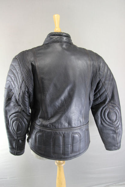 AKITO MERCURY PLUS CLASSIC BLACK LEATHER BIKER JACKET WITH BACK PROTECTOR 38-40"