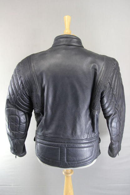 CLASSIC BLACK LEATHER BIKER JACKET 40-42 INCH CHEST/MEDIUM TO LARGE
