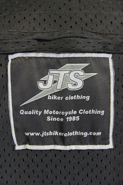 JTS BLACK, BROWN & CREAM LEATHER BIKER JACKET 46-48 INCH