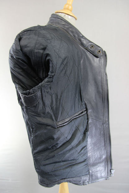 CLASSIC BLACK LEATHER BIKER JACKET 40-42 INCH CHEST/MEDIUM TO LARGE