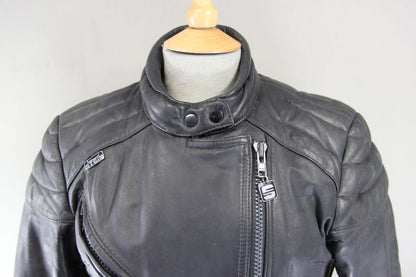CLASSIC BLACK STEIN LEATHERS LADIES BIKER JACKET: SIZE 14/36 INCH CHEST