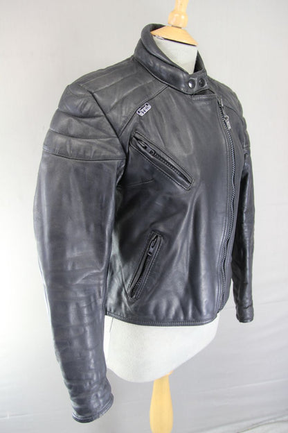 CLASSIC BLACK STEIN LEATHERS LADIES BIKER JACKET: SIZE 14/36 INCH CHEST