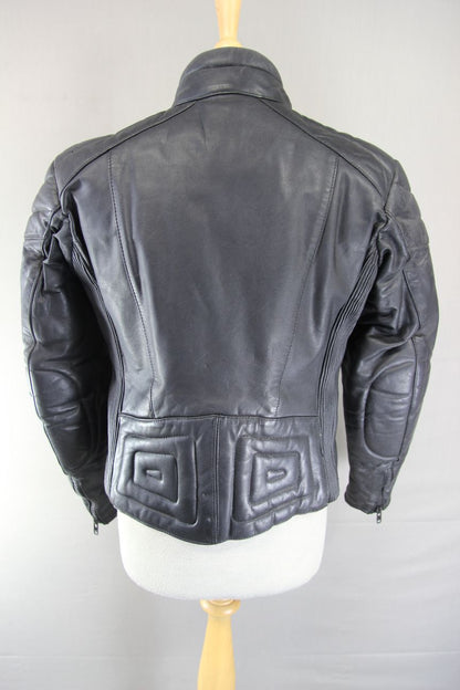 CLASSIC BLACK STEIN LEATHERS LADIES BIKER JACKET: SIZE 14/36 INCH CHEST