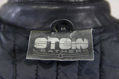 CLASSIC BLACK STEIN LEATHERS LADIES BIKER JACKET: SIZE 14/36 INCH CHEST