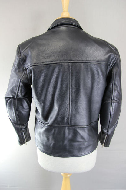 LADIES VINTAGE 70'S PUNK ROCK SKINTAN RETRO BLACK COWHIDE LEATHER BIKER JCKT 36"