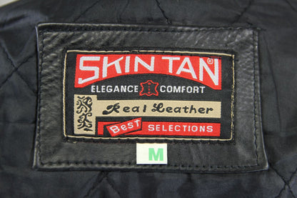 LADIES VINTAGE 70'S PUNK ROCK SKINTAN RETRO BLACK COWHIDE LEATHER BIKER JCKT 36"
