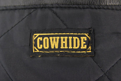 LADIES VINTAGE 70'S PUNK ROCK SKINTAN RETRO BLACK COWHIDE LEATHER BIKER JCKT 36"