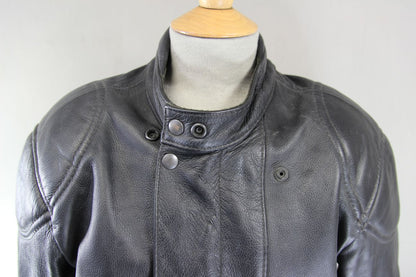 BRITISH MADE BTK LEATHERS BLACK COWHIDE BIKER JACKET WITH CE ARMOUR 38-40 IN/MED