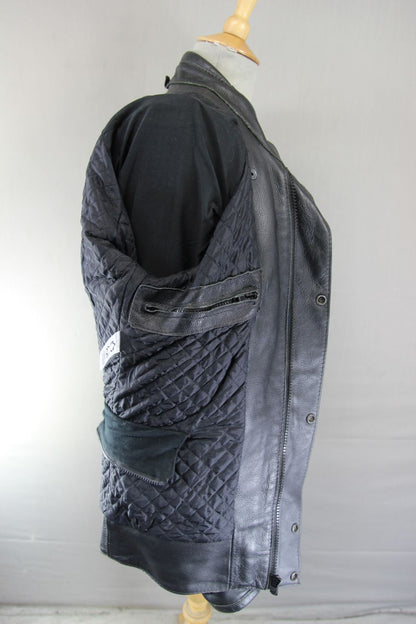 BRITISH MADE BTK LEATHERS BLACK COWHIDE BIKER JACKET WITH CE ARMOUR 38-40 IN/MED