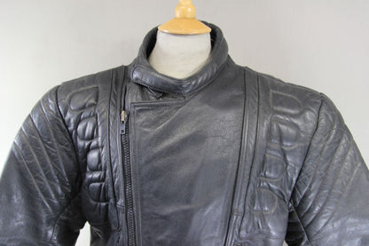 RANA LEATHERWEAR CLASSIC BLACK BIKER JACKET 38-40 INCH CHEST/MEDIUM
