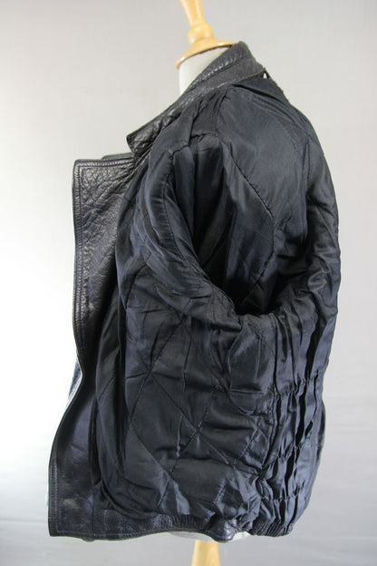 RANA LEATHERWEAR CLASSIC BLACK BIKER JACKET 38-40 INCH CHEST/MEDIUM