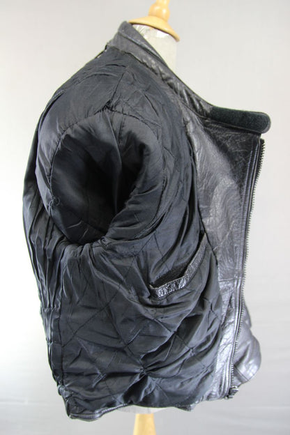 RANA LEATHERWEAR CLASSIC BLACK BIKER JACKET 38-40 INCH CHEST/MEDIUM