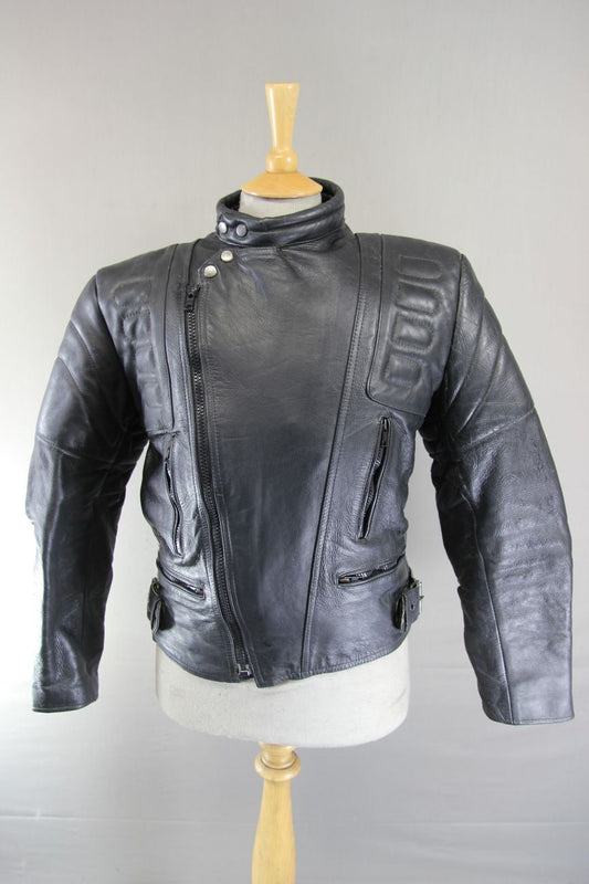 MERCURY STONES CLASSIC BLACK LEATHER BIKER JACKET 40-42 INCH CHEST