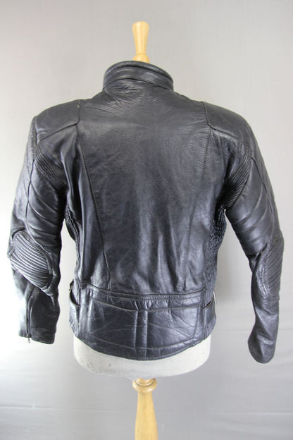MERCURY STONES CLASSIC BLACK LEATHER BIKER JACKET 40-42 INCH CHEST