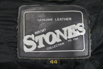 MERCURY STONES CLASSIC BLACK LEATHER BIKER JACKET 40-42 INCH CHEST