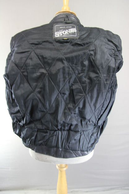 MERCURY STONES CLASSIC BLACK LEATHER BIKER JACKET 40-42 INCH CHEST