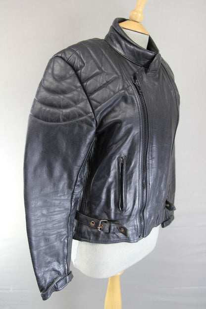 CORSA CLASSIC BLACK LEATHER BIKER JACKET 36-38 INCH CHEST