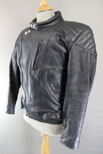 APACHE LEATHERS THINSULATE 3M THERMAL LINED CLASSIC BLACK BIKER JACKET 40-42 IN