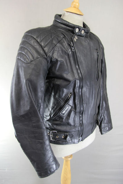 APACHE LEATHERS THINSULATE 3M THERMAL LINED CLASSIC BLACK BIKER JACKET 40-42 IN