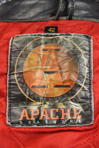 APACHE LEATHERS THINSULATE 3M THERMAL LINED CLASSIC BLACK BIKER JACKET 40-42 IN