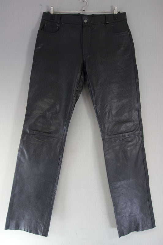 HIGHWAY 1 CLASSIC BLACK LEATHER BIKER JEANS WAIST 36 INCHES/INSIDE LEG 37 INCHES