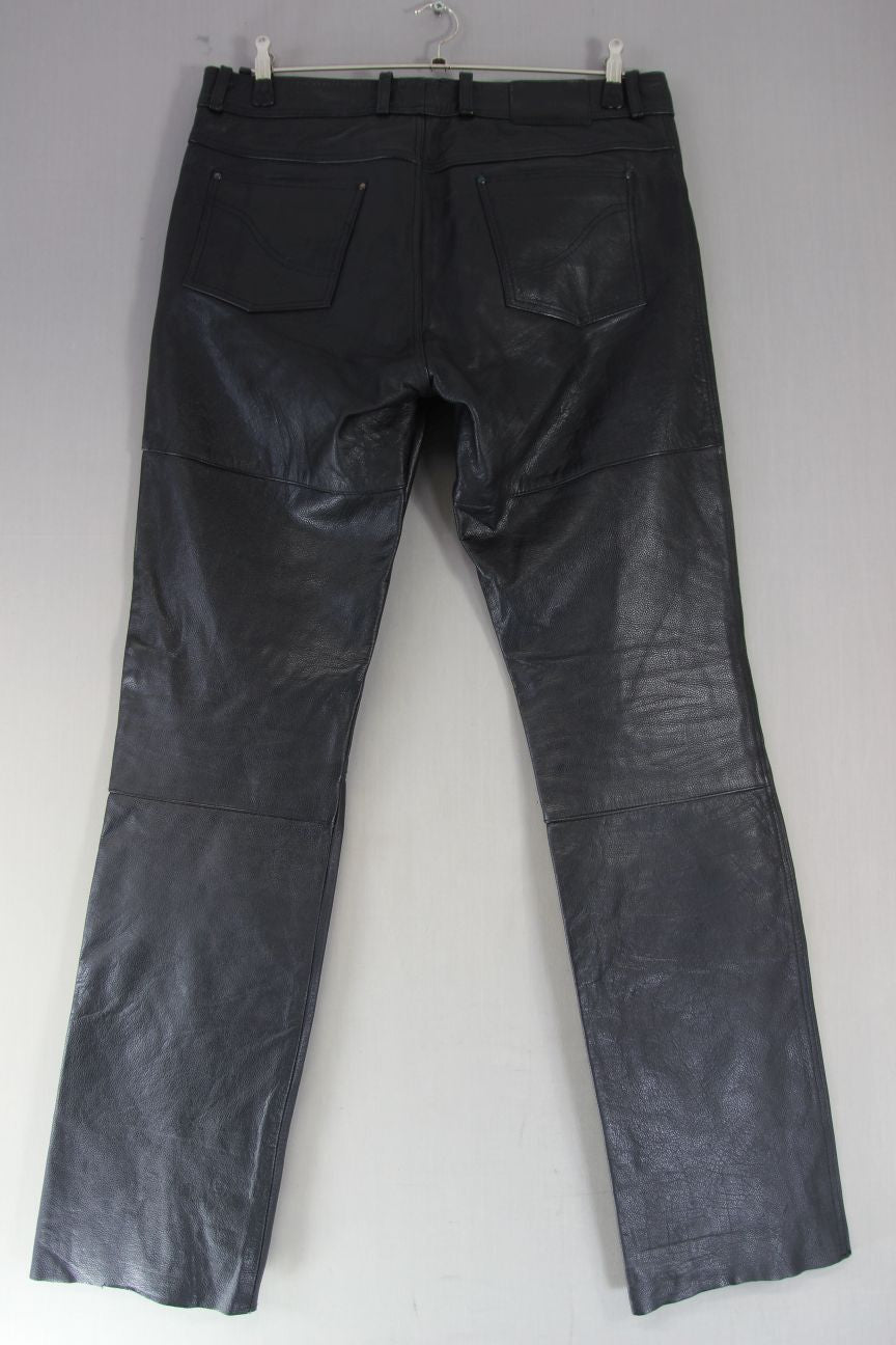 HIGHWAY 1 CLASSIC BLACK LEATHER BIKER JEANS WAIST 36 INCHES/INSIDE LEG 37 INCHES