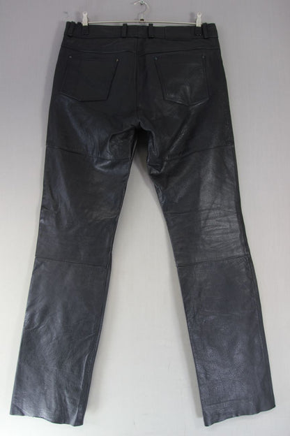 HIGHWAY 1 CLASSIC BLACK LEATHER BIKER JEANS WAIST 36 INCHES/INSIDE LEG 37 INCHES