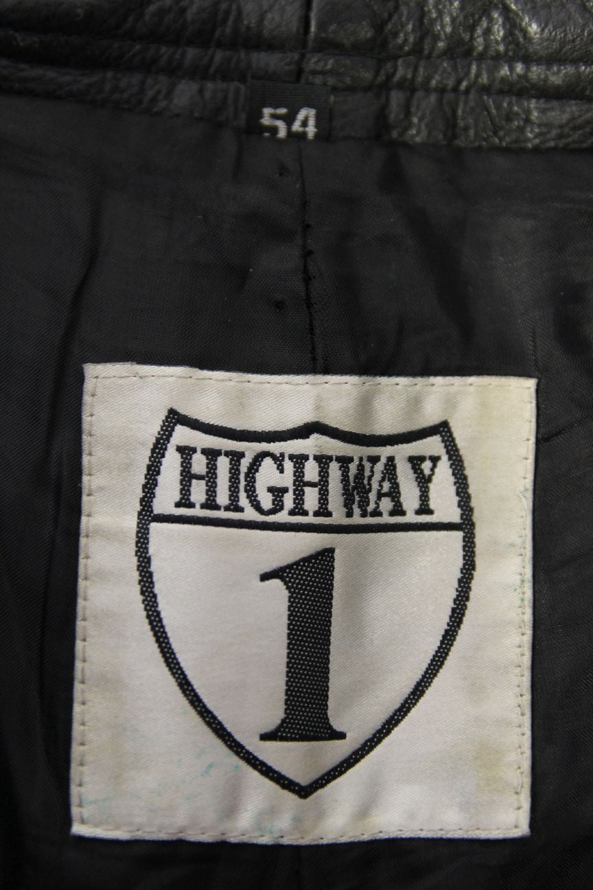 HIGHWAY 1 CLASSIC BLACK LEATHER BIKER JEANS WAIST 36 INCHES/INSIDE LEG 37 INCHES