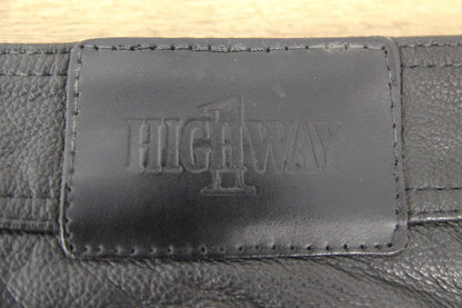 HIGHWAY 1 CLASSIC BLACK LEATHER BIKER JEANS WAIST 36 INCHES/INSIDE LEG 37 INCHES