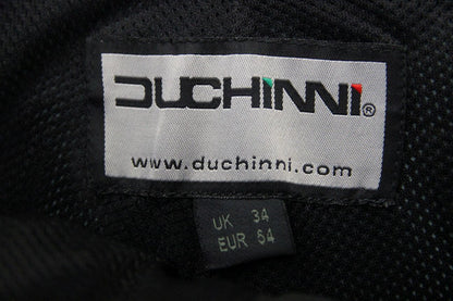 DUCHINNI BLACK & SILVER LEATHER BIKER TROUSERS: WAIST 34-36 IN/INSIDE LEG 30 IN