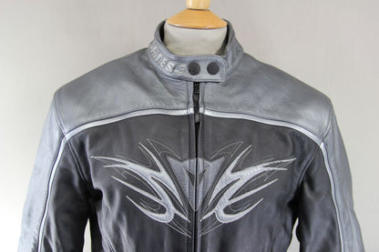 DAINESE LADIES BLACK & SILVER LEATHER BIKER JACKET + ARMOUR/THERMAL LINING 38 IN