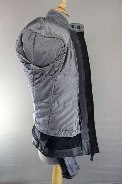 DAINESE LADIES BLACK & SILVER LEATHER BIKER JACKET + ARMOUR/THERMAL LINING 38 IN