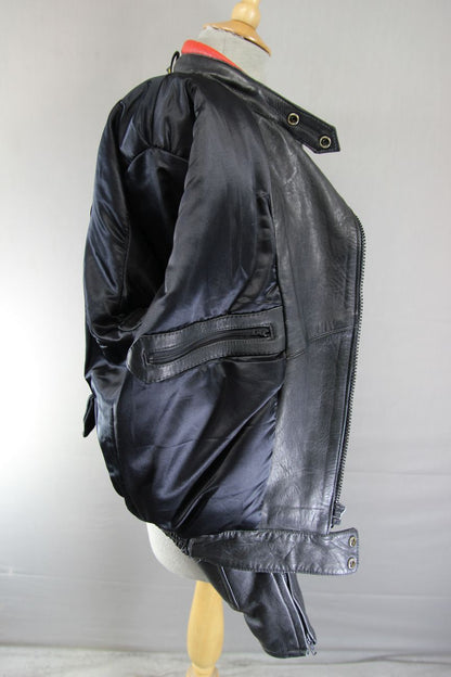 VINTAGE BLACK, RED & WHITE LEATHER SPORTEX IMOLA CLASSIC BIKER JACKET 38 INCH