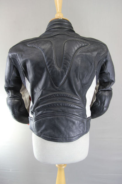 FRANK THOMAS XTREME TOUR RED & SILVER HIDE LEATHER BIKER JACKET + CE ARMOUR 36IN