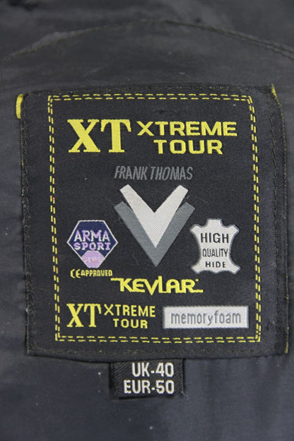 FRANK THOMAS XTREME TOUR RED & SILVER HIDE LEATHER BIKER JACKET + CE ARMOUR 36IN